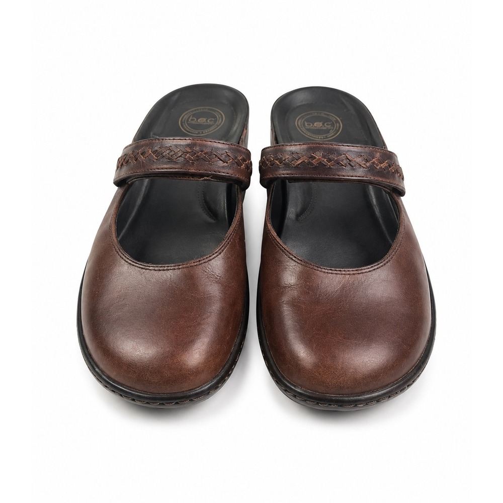 Nurture Vintage Y2K Brown Leather Mary Jane Clogs Women's Size 8.5